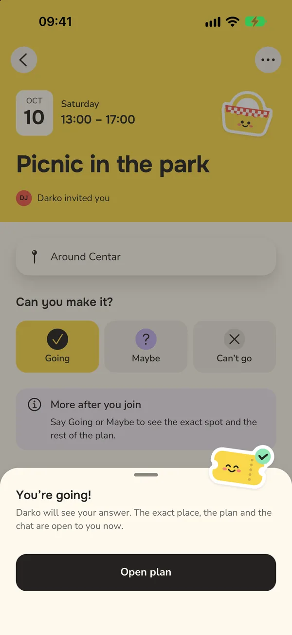 Going, Maybe or Can’t go.