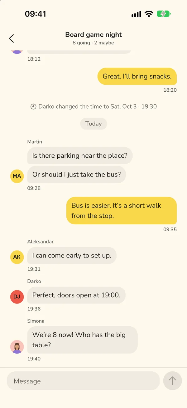 Chat, polls & photos